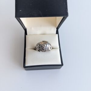 Floral Dome Ring in Silver - Women's Statement Ring